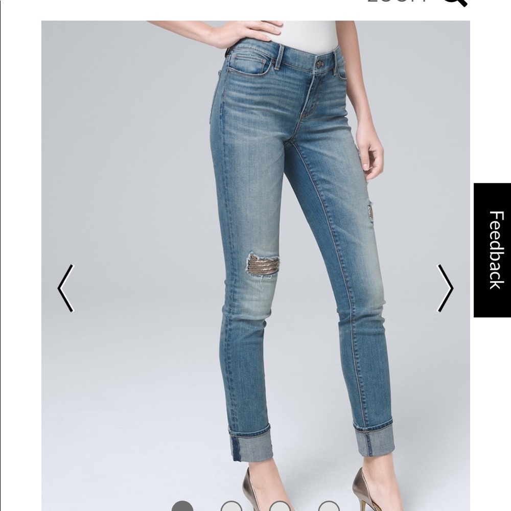 White House black market MIDRISE DESTRUCTED SLIM
